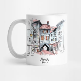 Sepulchre Gate in Old Town of Annecy, France Mug